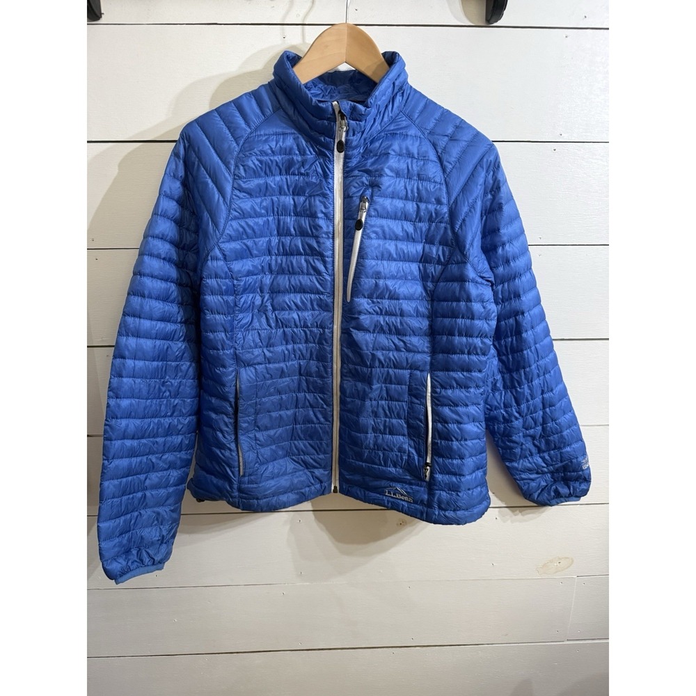 LL Bean Women Pet M Ultralight 850 Down Winter Puffer Jacket Blue DOWNTEK PERTEX